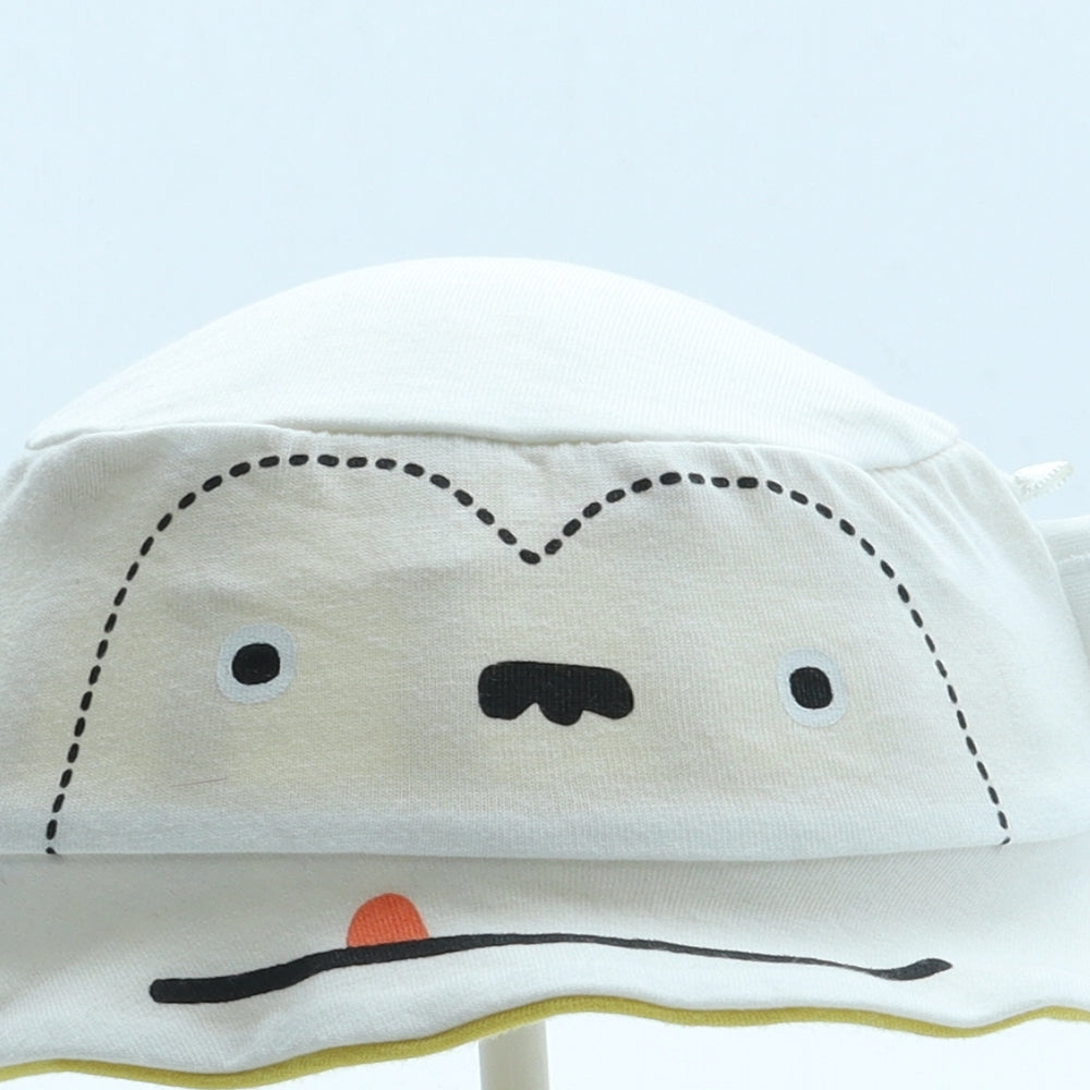 F&F Boys White 100% Cotton Bucket Hat Size S - Monkey Ears