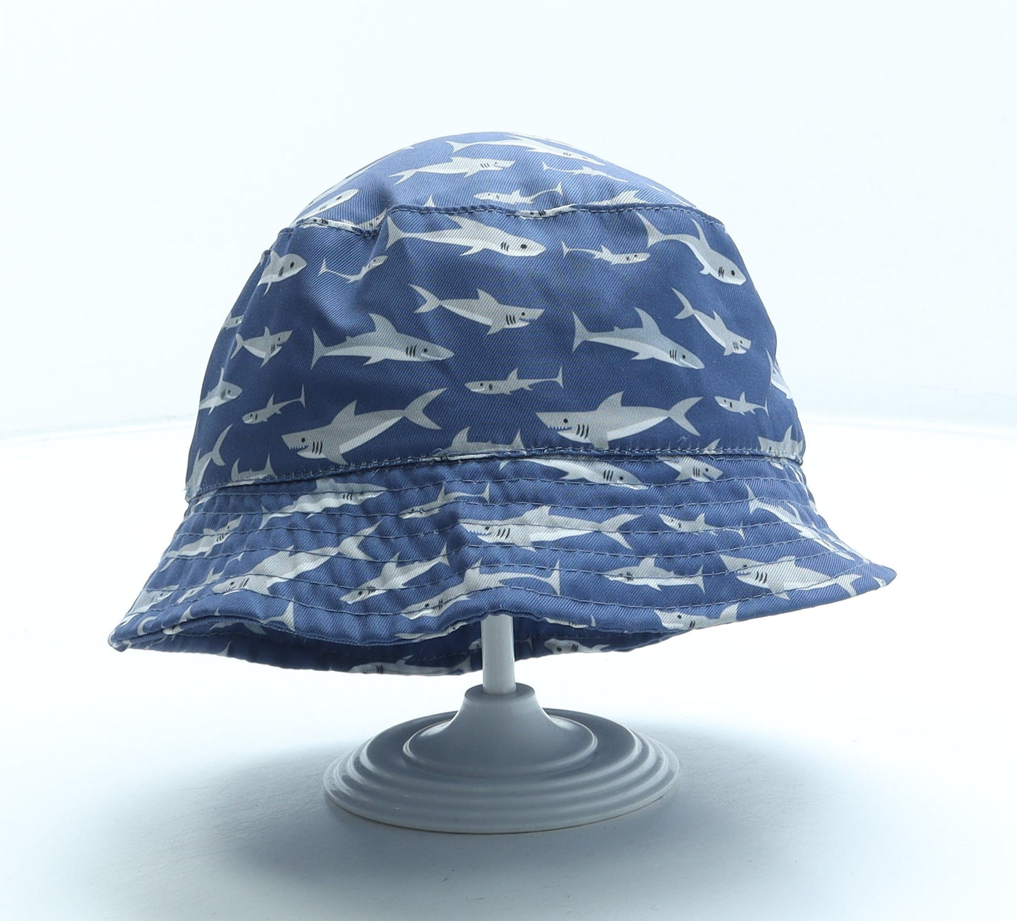 George Boys Blue Geometric 100% Cotton Bucket Hat Size S - Sharks