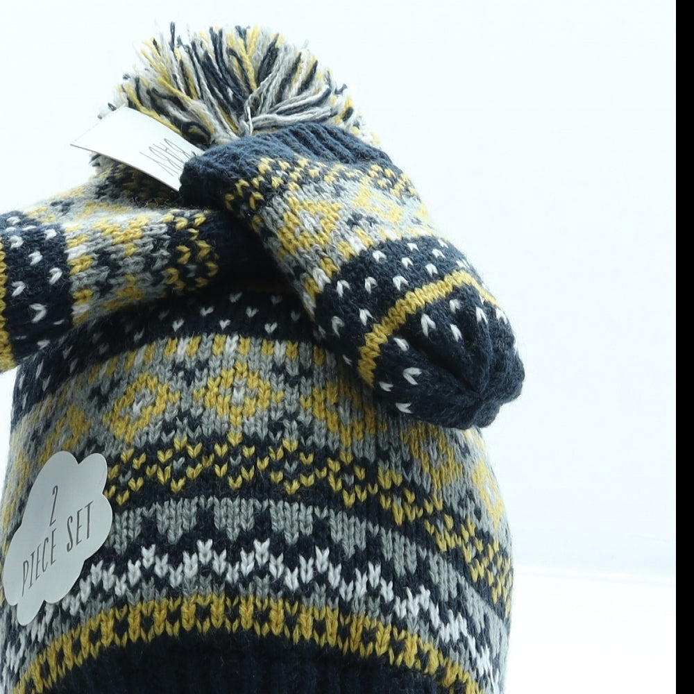 George Boys Multicoloured Fair Isle Acrylic Bonnet Size S - Pom Pom