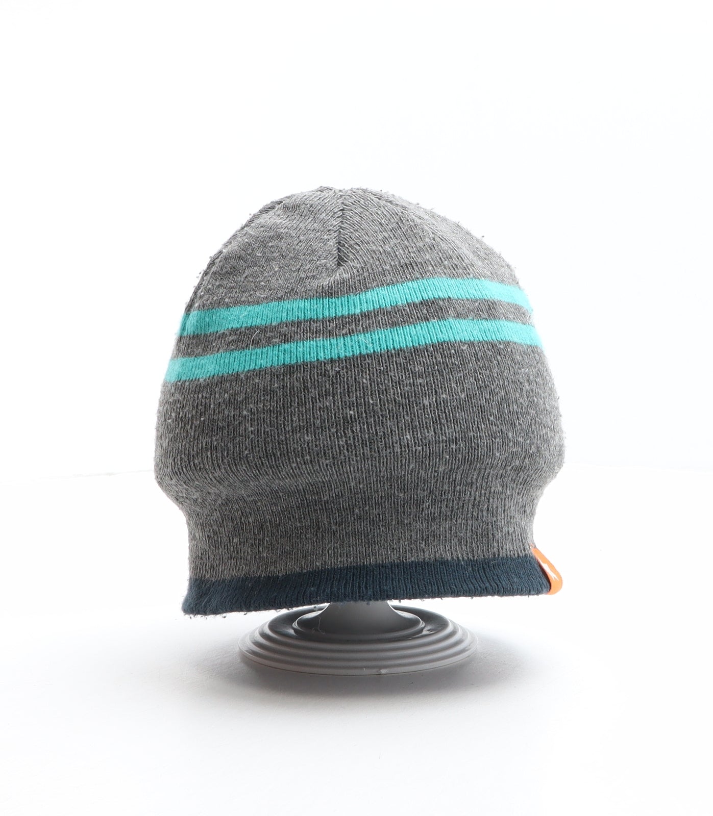 George Boys Grey Striped Acrylic Beanie One Size - Star Detail