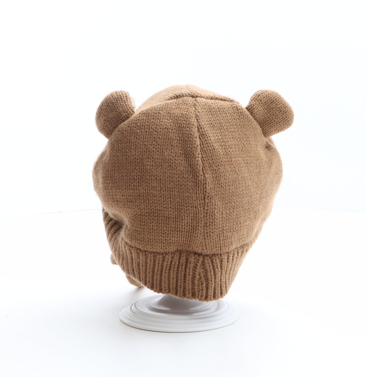 George Boys Brown Acrylic Bonnet One Size - Bear design