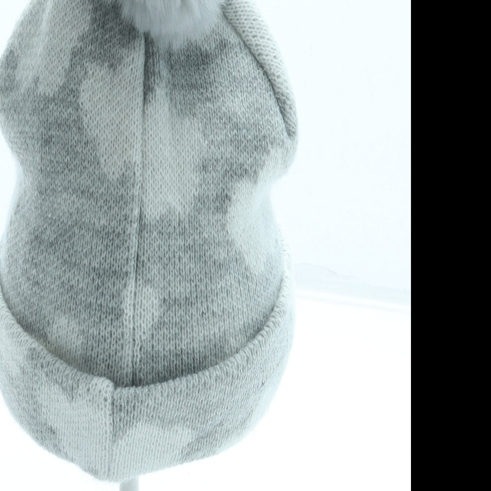 Primark Girls Grey Geometric Acrylic Bobble Hat Size S - Dumbo