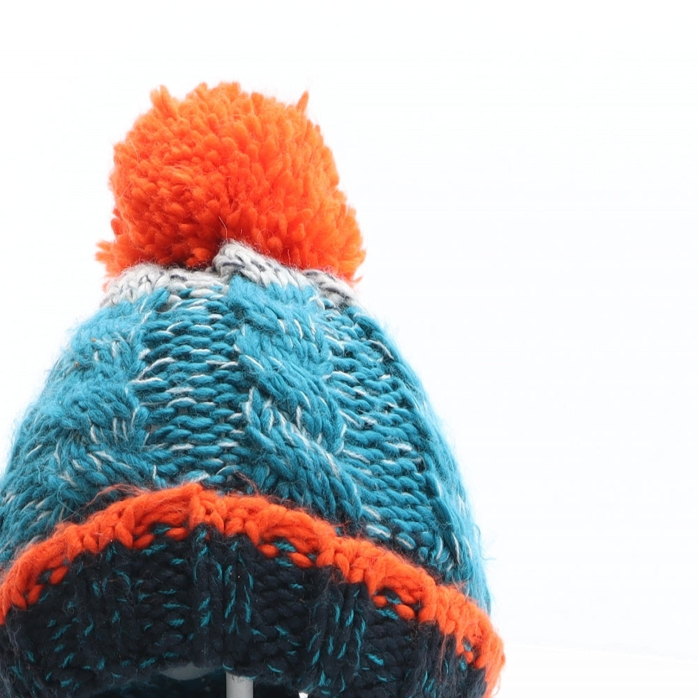 F&F Boys Multicoloured Colourblock Acrylic Bobble Hat One Size