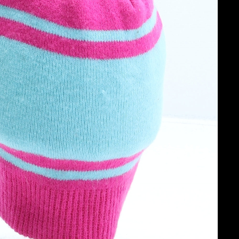 George Girls Multicoloured Striped Acrylic Beanie One Size - Minions