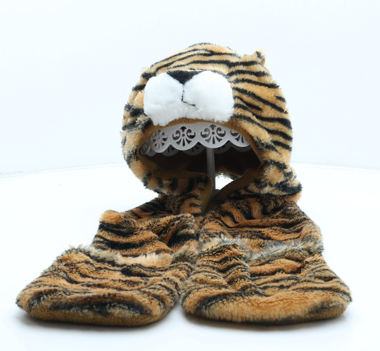George Boys Orange Animal Print Polyester Beanie One Size - Tiger