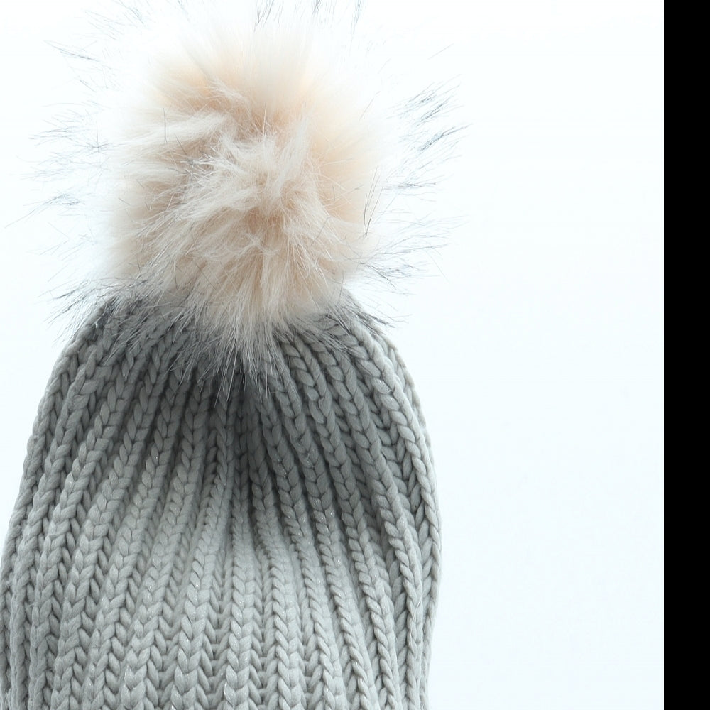Preworn Womens Grey Acrylic Bobble Hat One Size