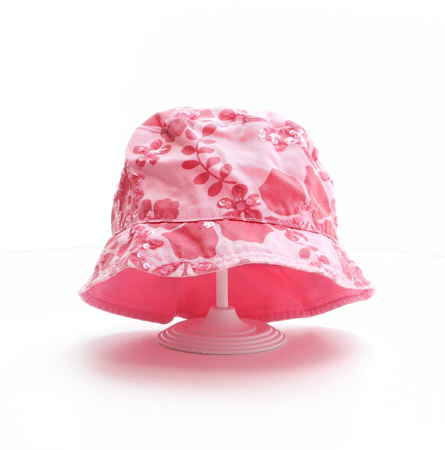 Preworn Girls Pink Floral Polyester Bucket Hat One Size
