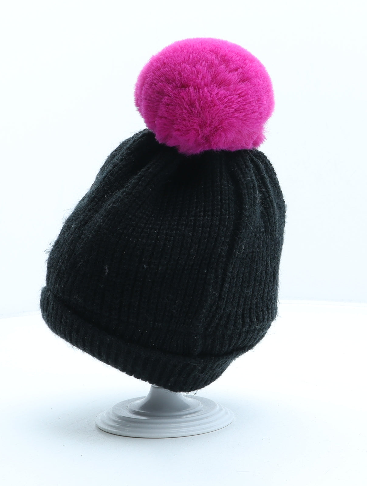 George Girls Black Acrylic Bobble Hat One Size - Love