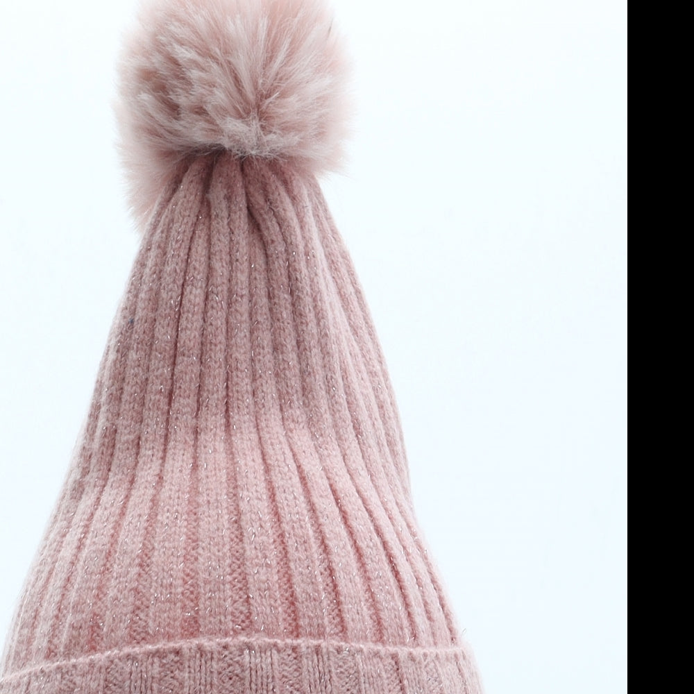 Primark Girls Pink Acrylic Bobble Hat One Size