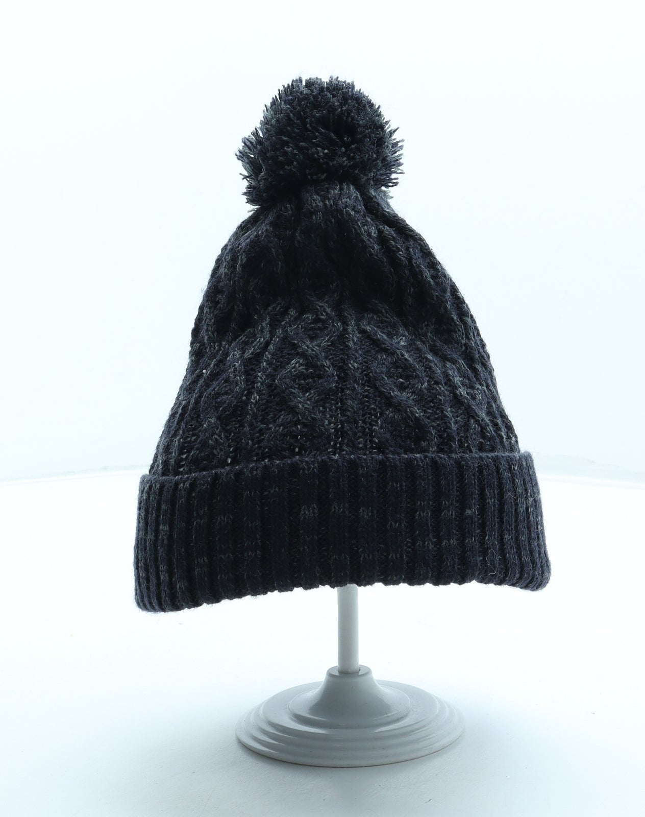 F&F Boys Blue Acrylic Bobble Hat One Size