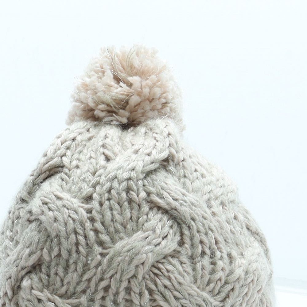 Preworn Womens Beige Acrylic Bobble Hat One Size
