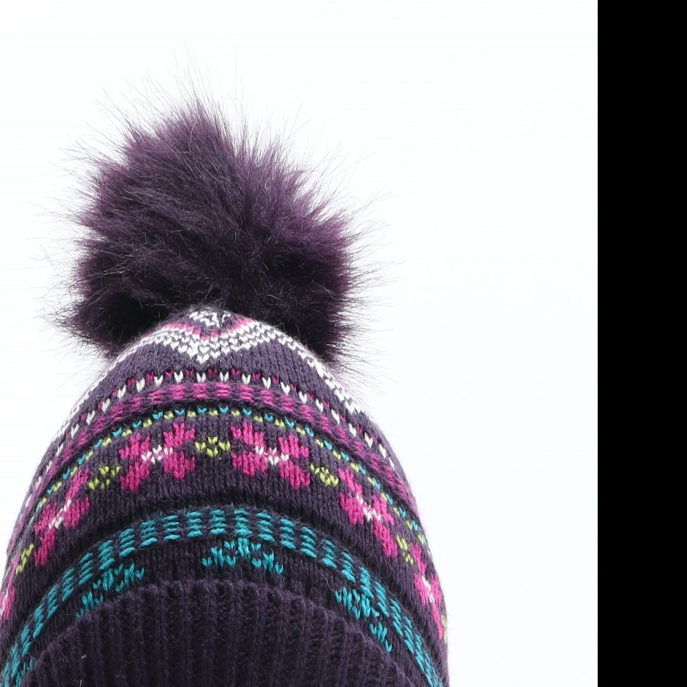 George Girls Multicoloured Fair Isle Acrylic Bobble Hat One Size