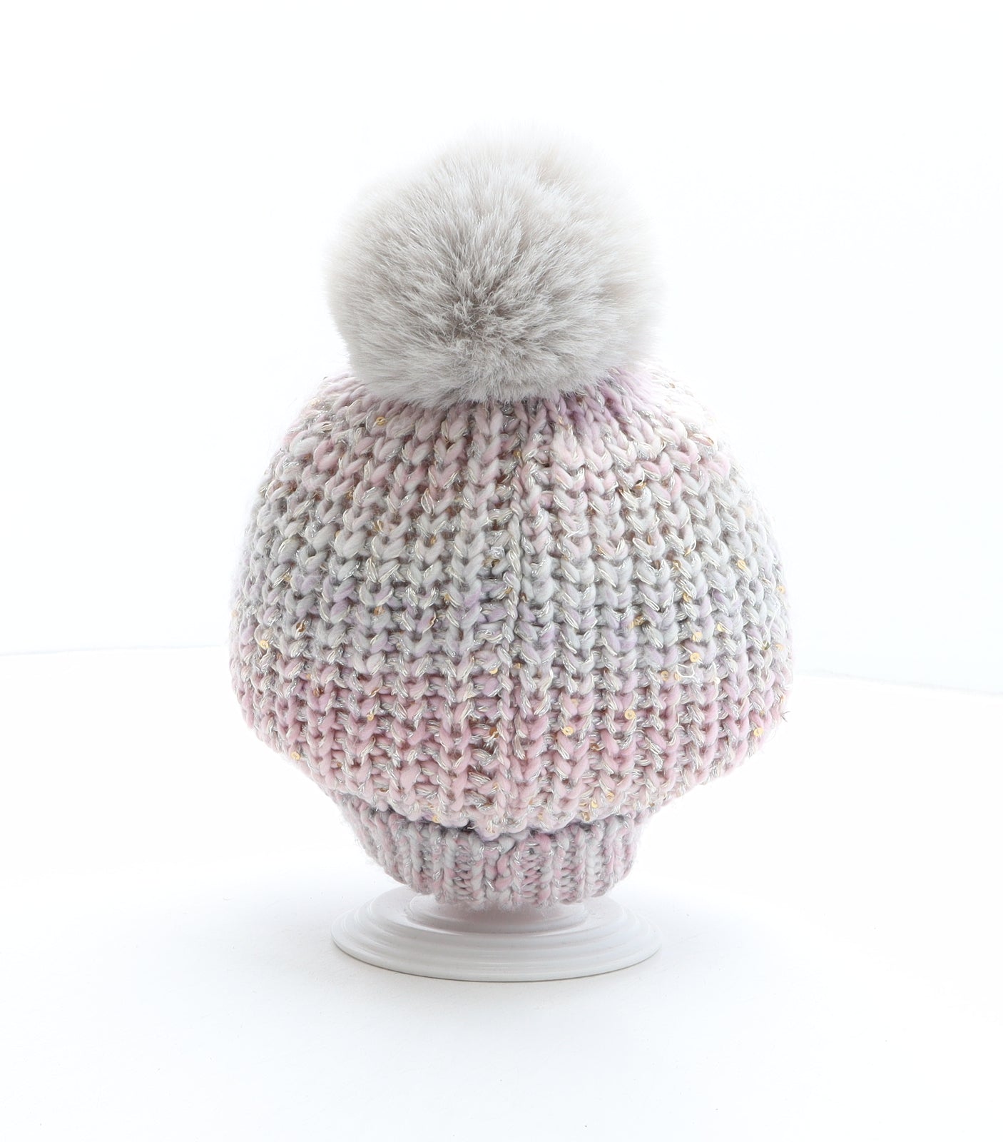 George Girls Pink Acrylic Bobble Hat One Size - Disney, Frozen, Elsa and Anna