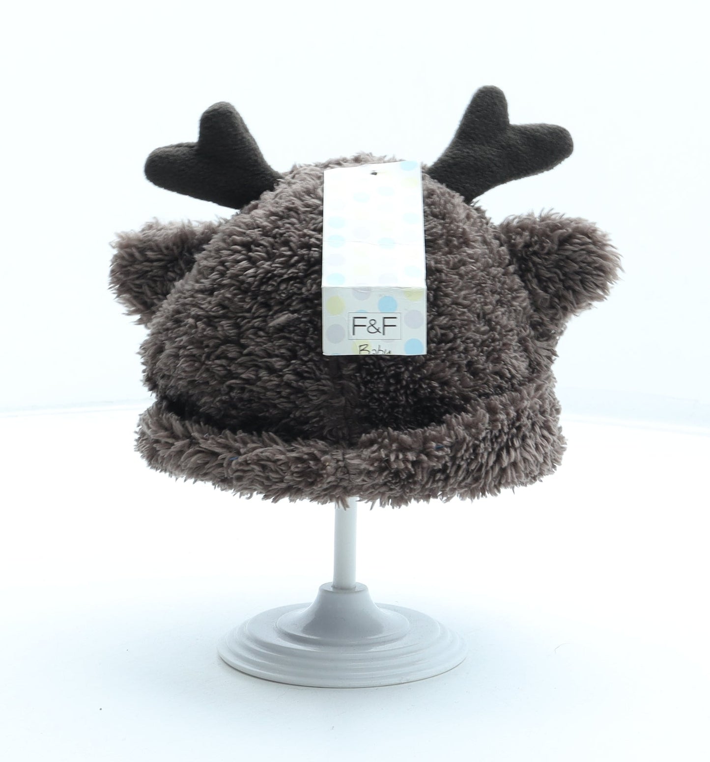 F&F Boys Brown Polyester Beanie One Size - Reindeer Size 0-6 Months