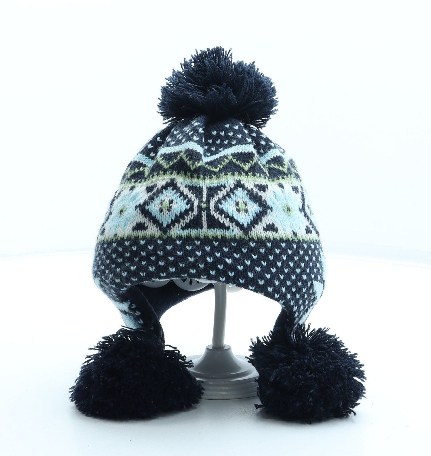 Preworn Boys Multicoloured Geometric Acrylic Bobble Hat Size S