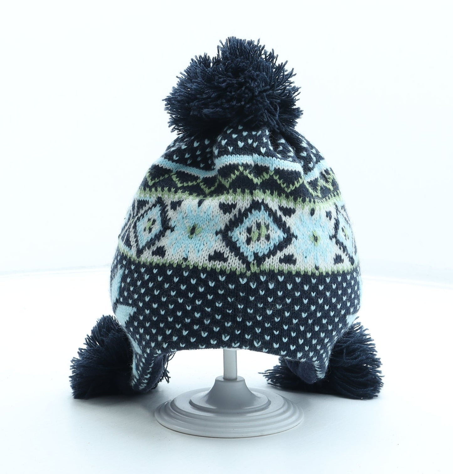 Preworn Boys Multicoloured Geometric Acrylic Bobble Hat Size S