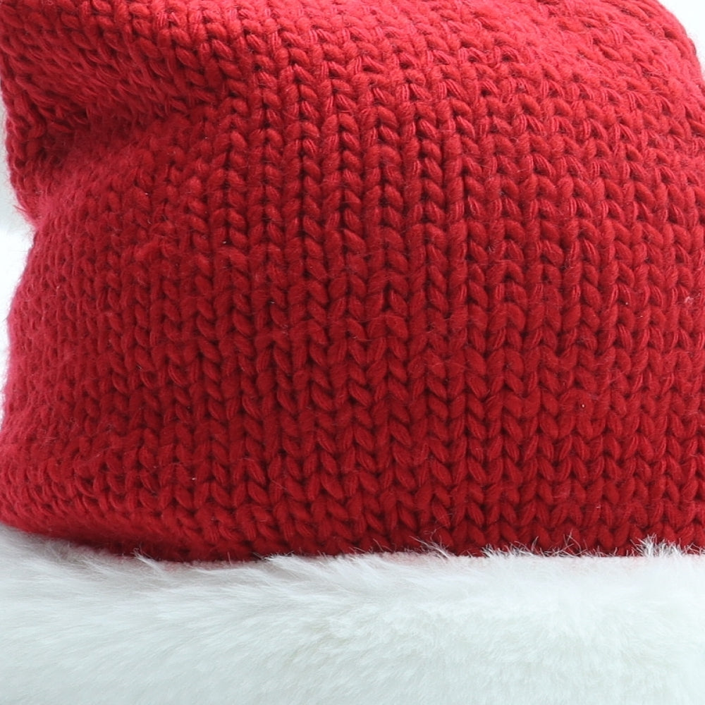 F&F Womens Red Acrylic Bobble Hat One Size - Mrs Claus