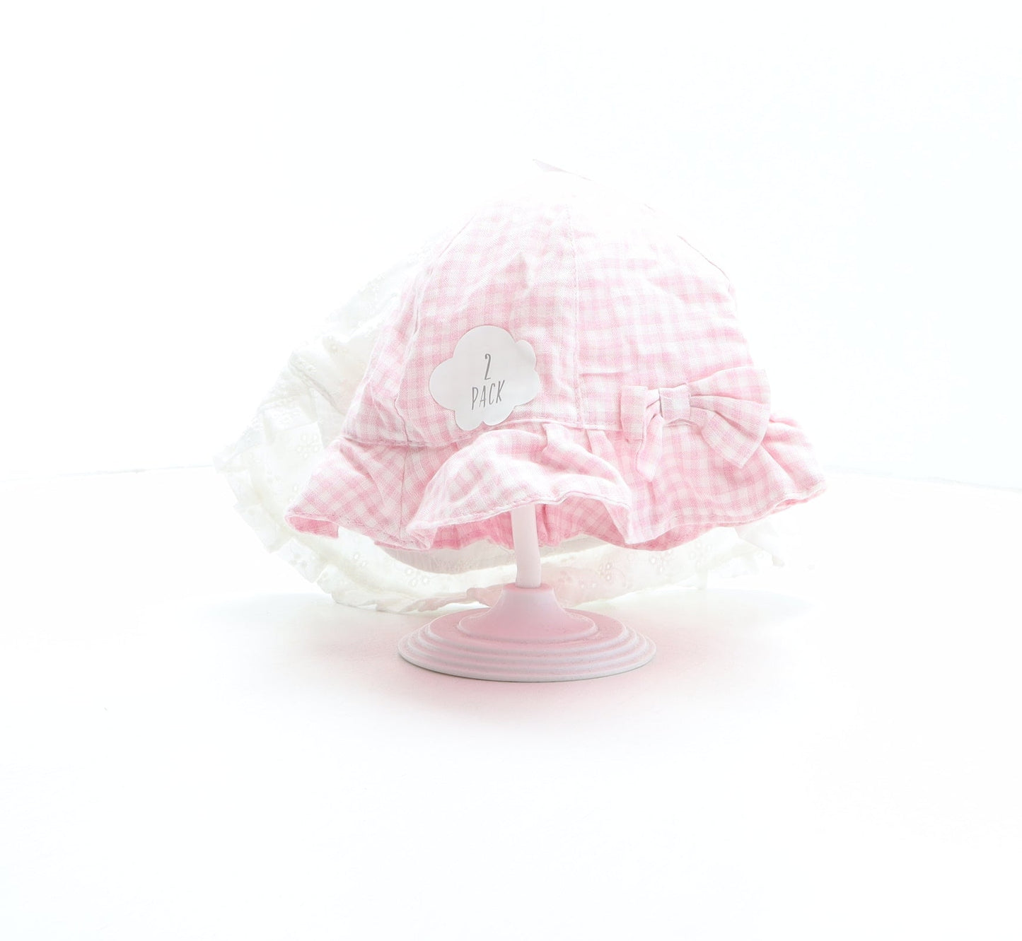 George Girls Pink Check Viscose Bucket Hat One Size - Size 12-18 months, Two pack