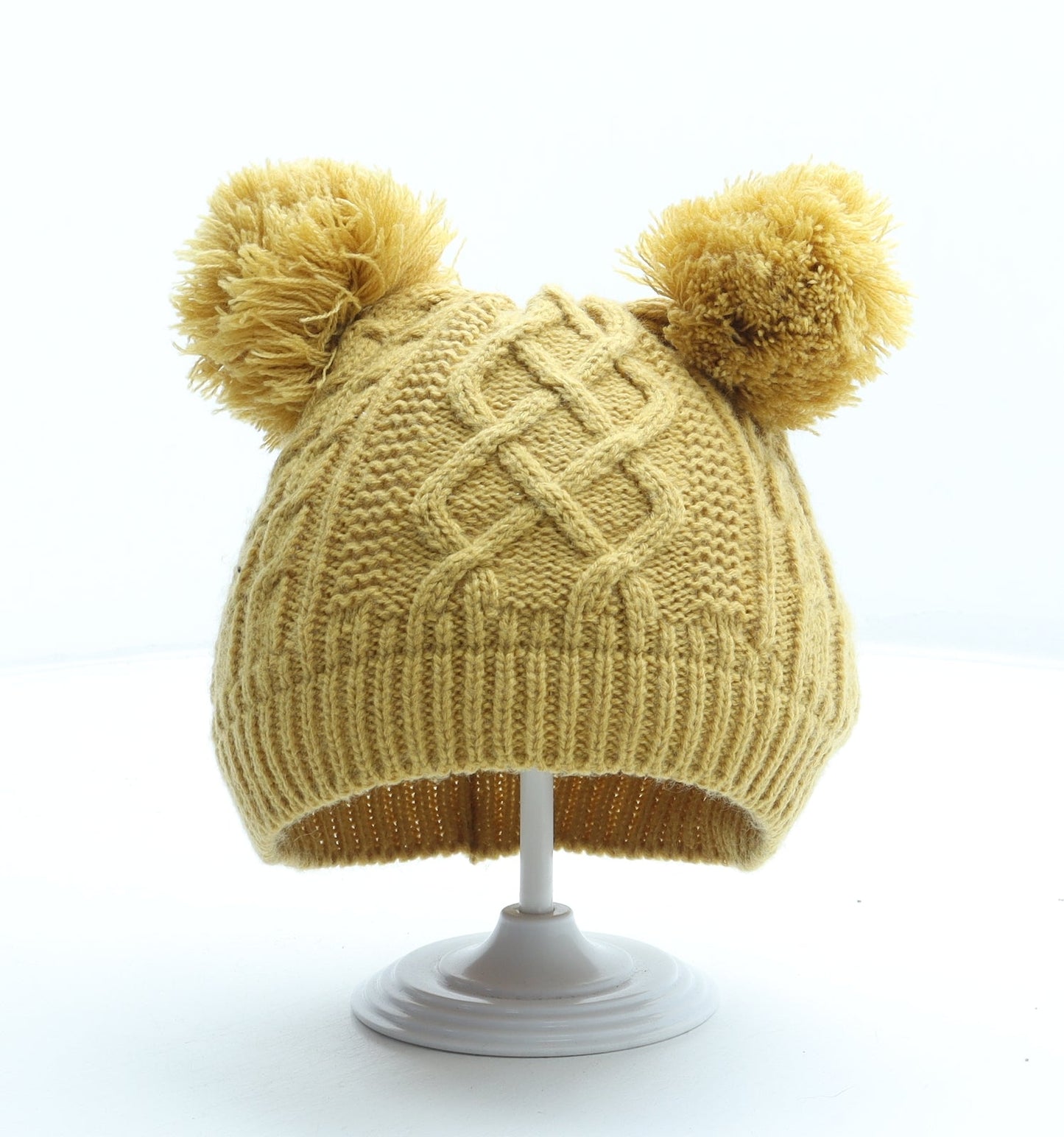 George Womens Yellow Acrylic Bobble Hat One Size - Size 3-6 Years