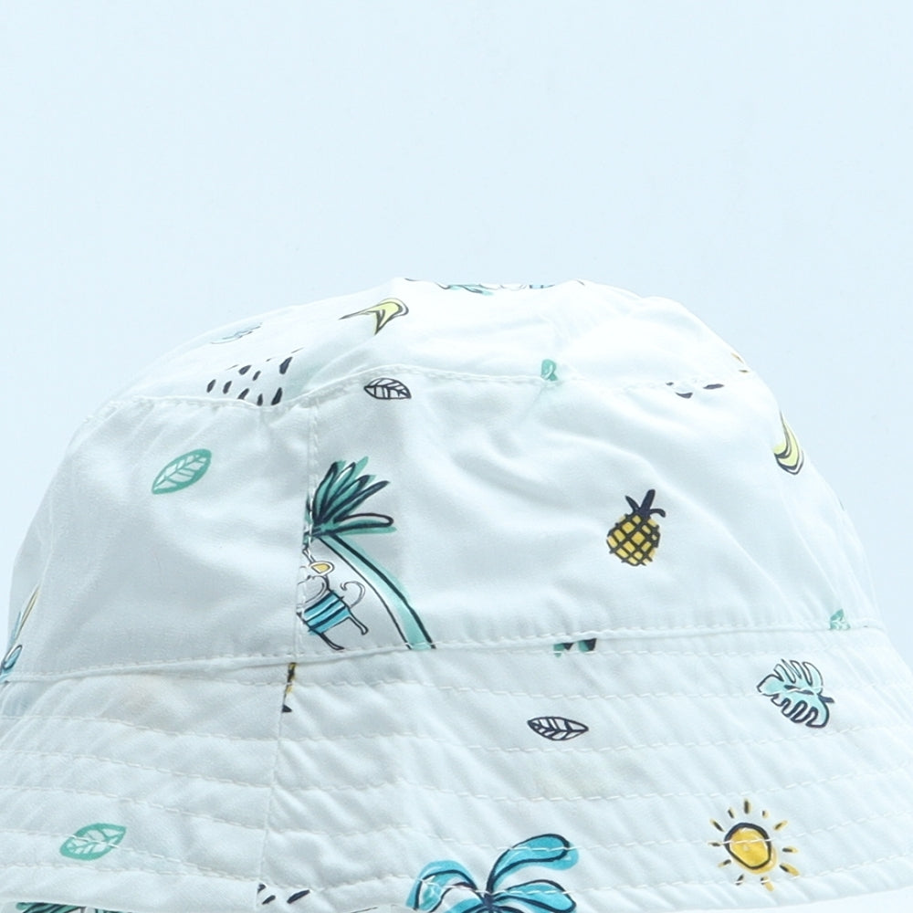 F&F Boys White Geometric 100% Cotton Bucket Hat Size S - Tropical Size 12-24 Months