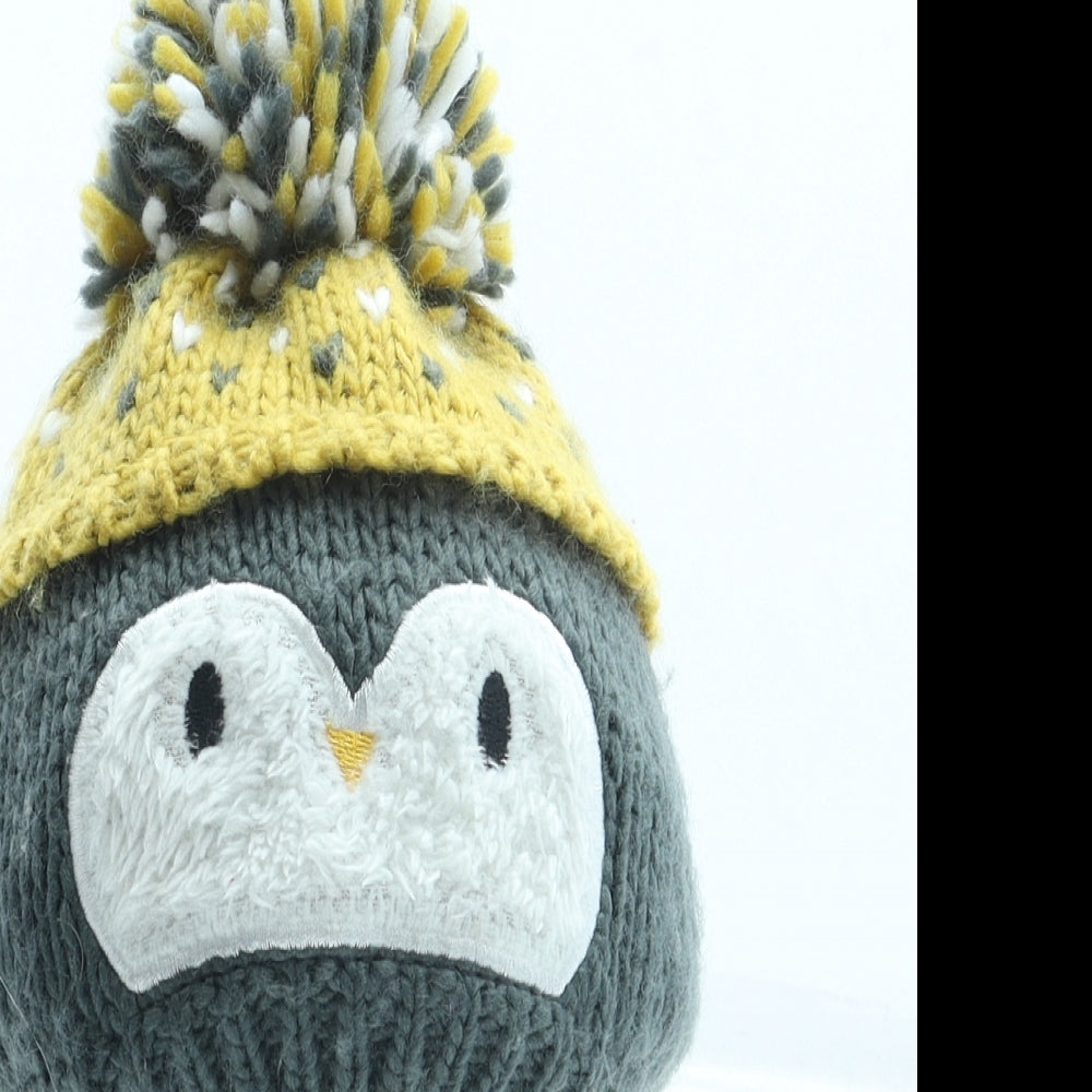 George Boys Grey Acrylic Bobble Hat Size S - Penguin