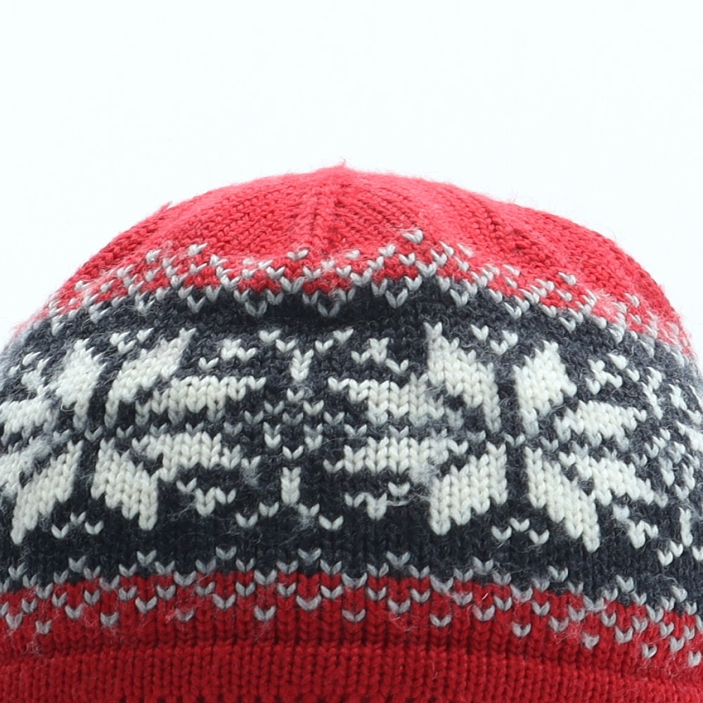 Preworn Boys Red Fair Isle Acrylic Beanie Size S