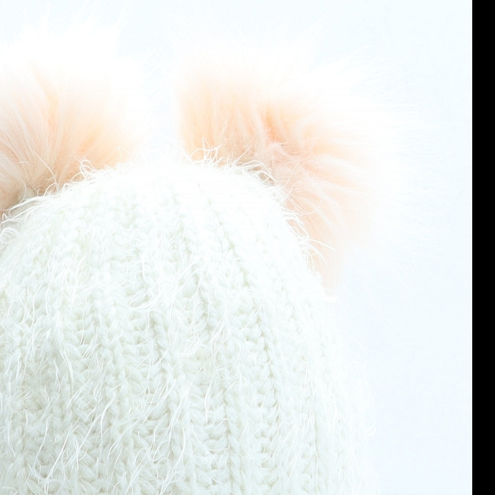 Primark Girls Ivory Acrylic Bobble Hat One Size