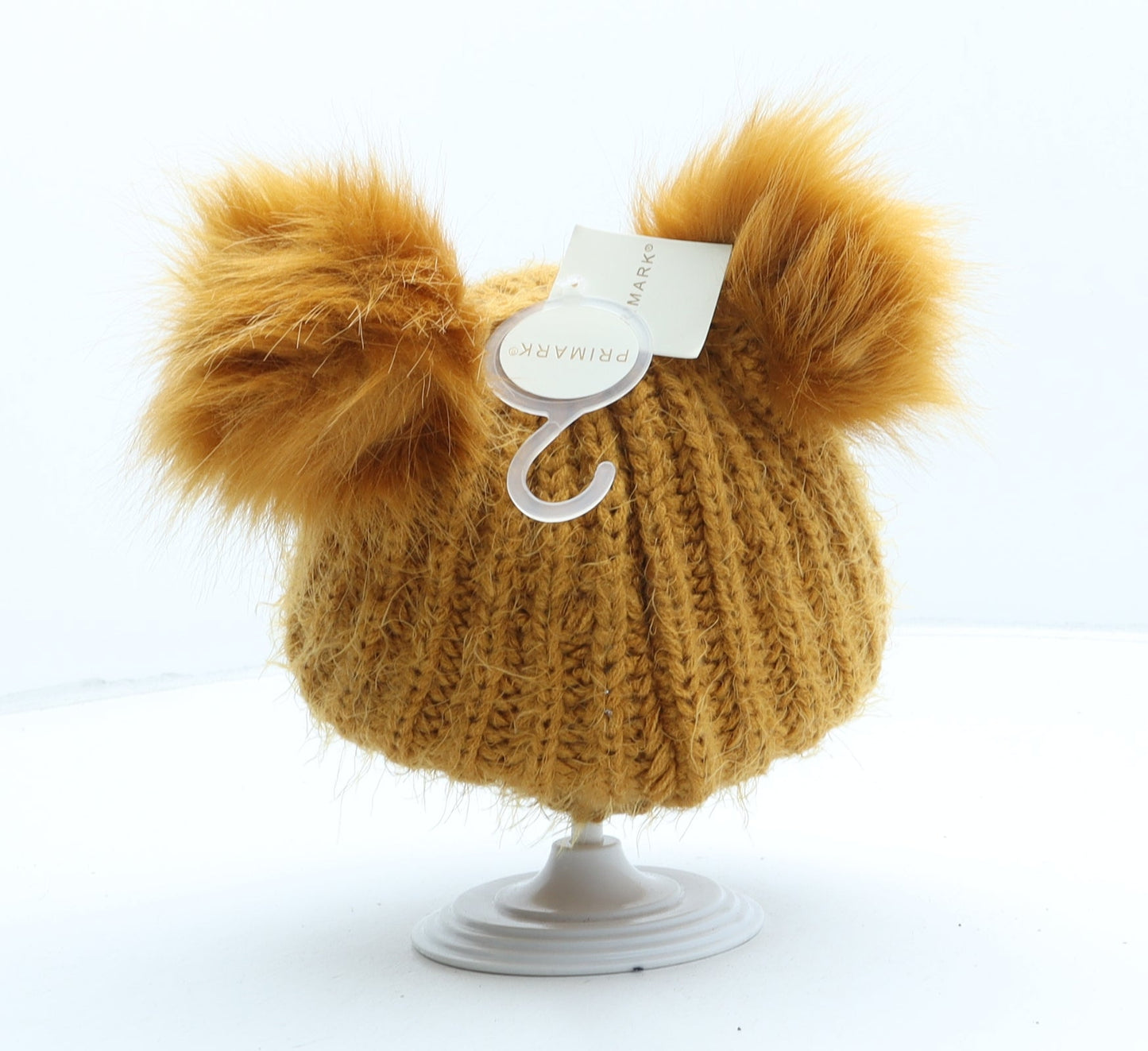 Primark Girls Yellow Acrylic Bobble Hat One Size