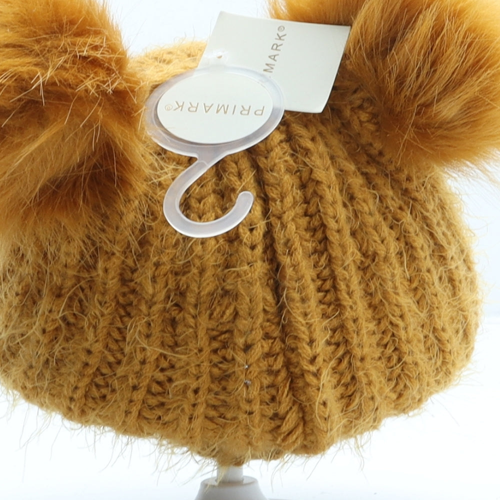 Primark Girls Yellow Acrylic Bobble Hat One Size