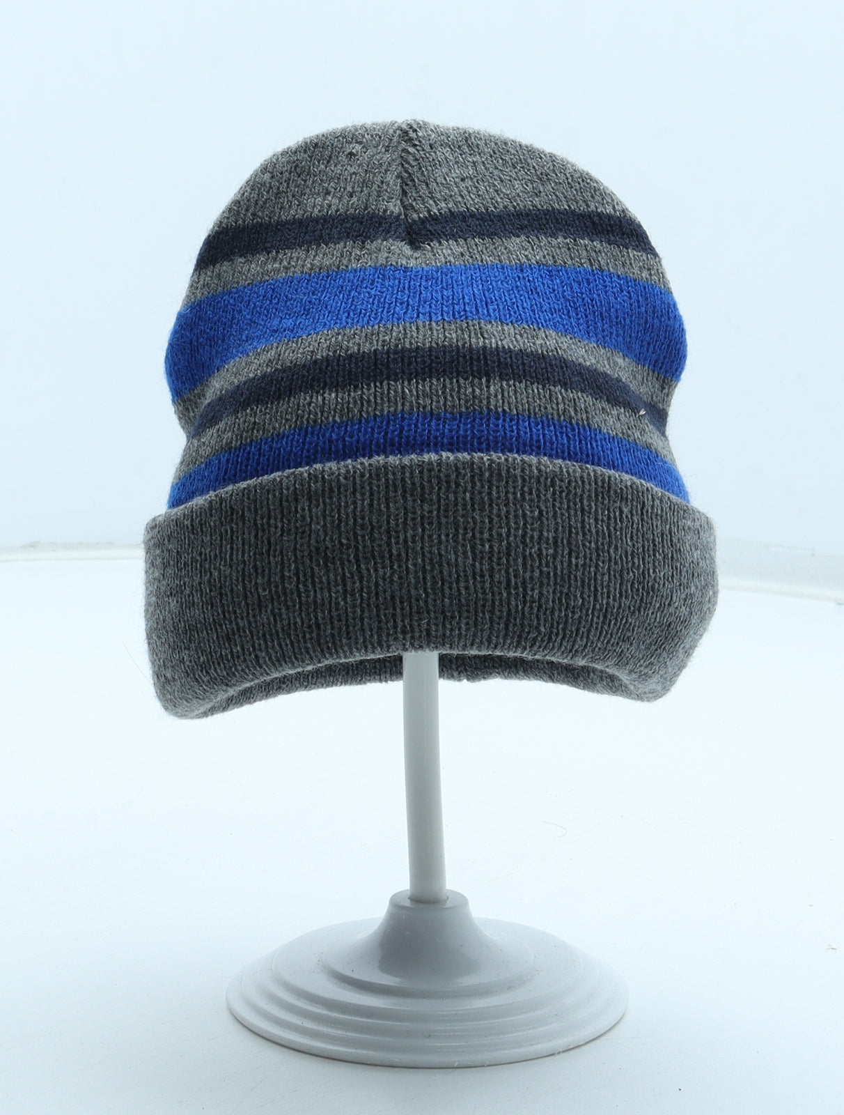 Pep&Co Boys Grey Striped Acrylic Beanie Size S