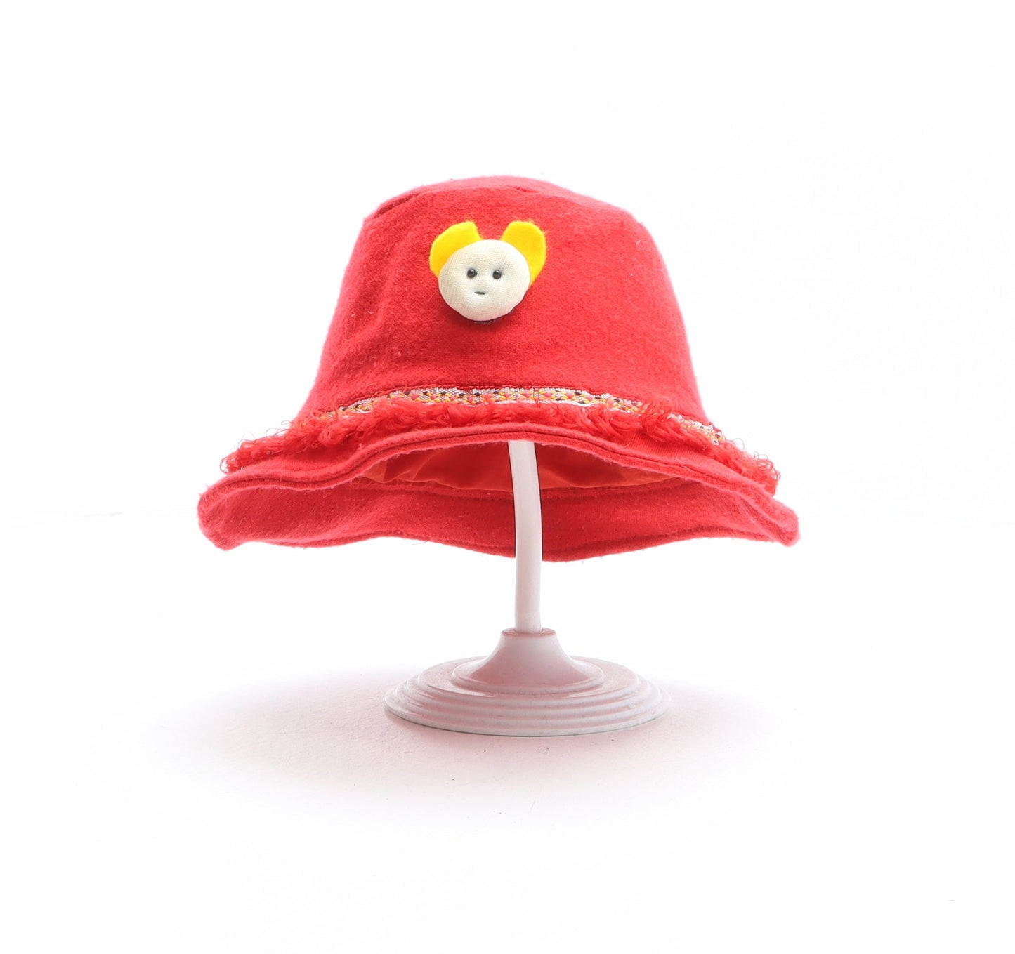 Preworn Girls Red Polyester Bucket Hat One Size - Face Detail