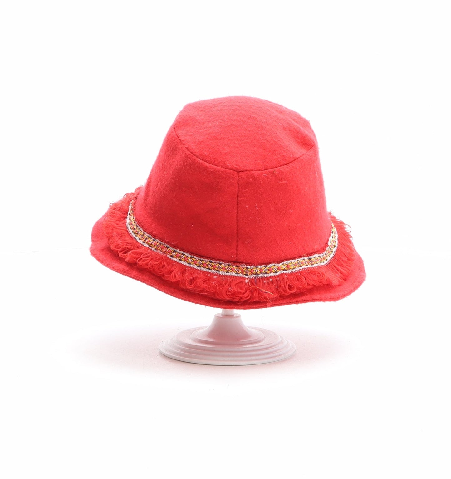 Preworn Girls Red Polyester Bucket Hat One Size - Face Detail