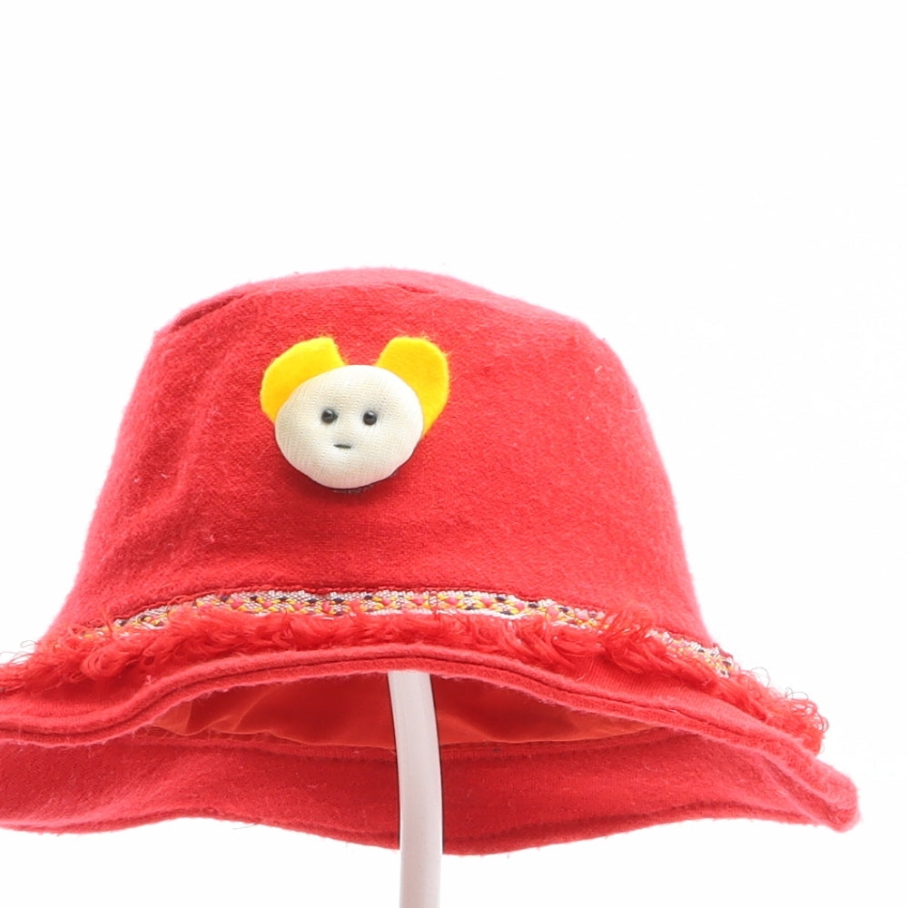 Preworn Girls Red Polyester Bucket Hat One Size - Face Detail