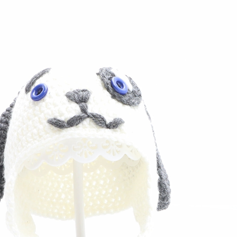 Preworn Boys Ivory Acrylic Winter Hat Size XS - Rabbit Design
