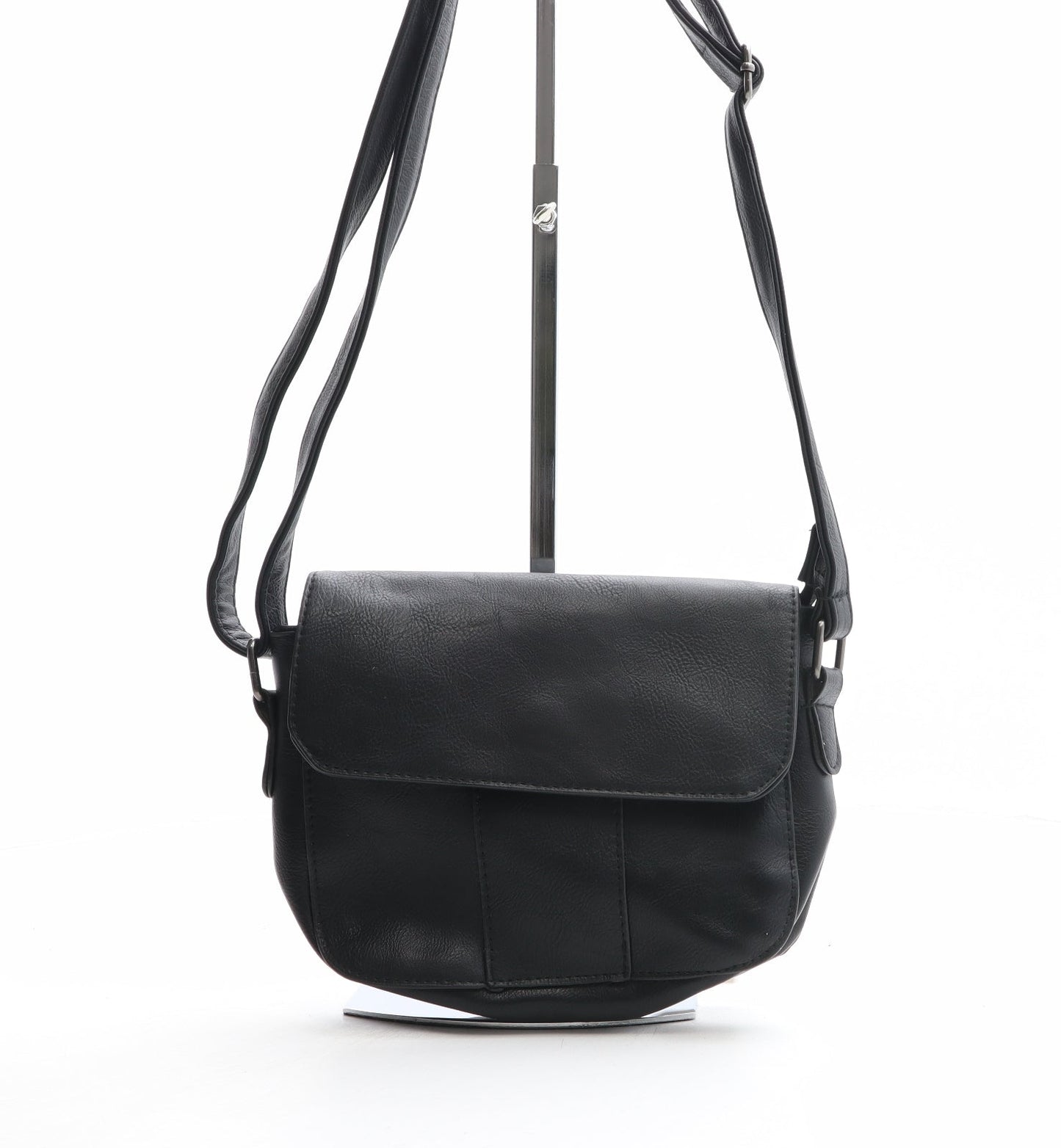 Preworn Womens Black Polyurethane Crossbody Size Small