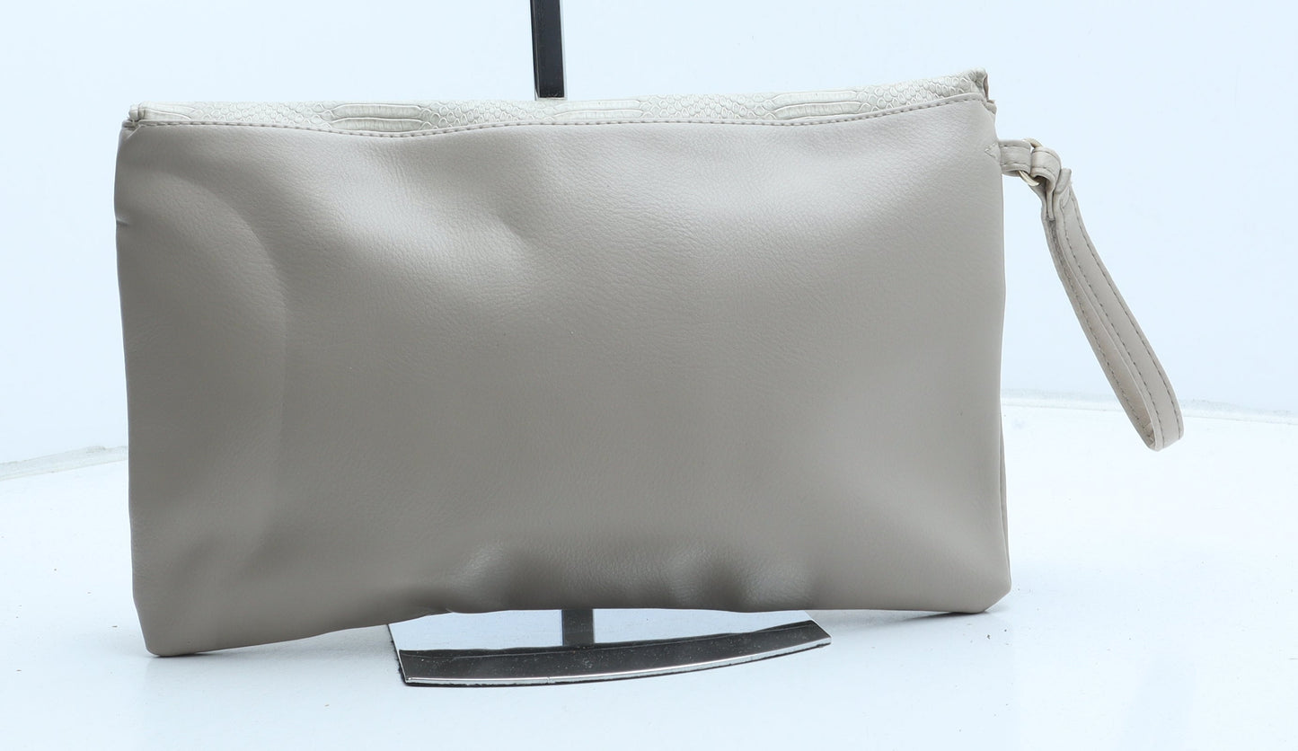 Atmosphere Womens Beige Polyurethane Clutch Size Medium - Snake Print