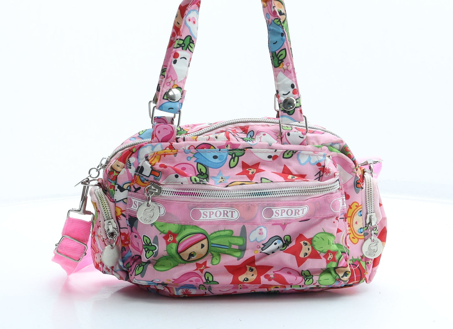 Preworn Girls Multicoloured Geometric 100% Polyester Top Handle Bag Size Small Zip