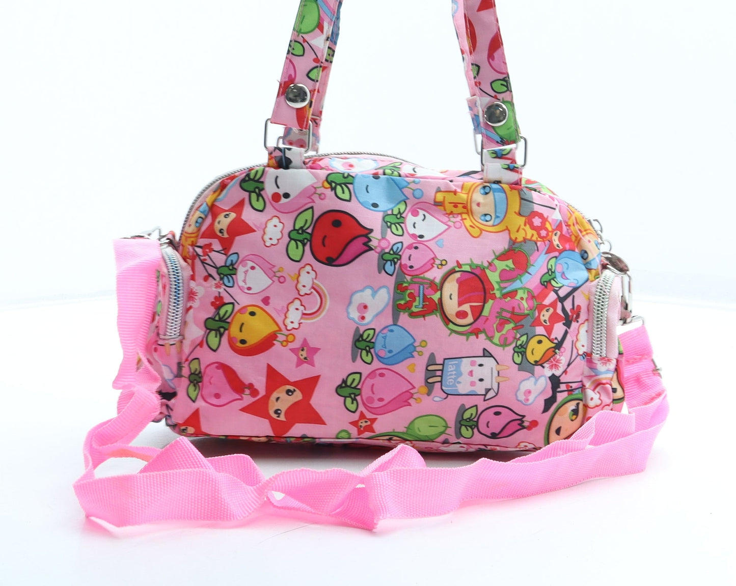 Preworn Girls Multicoloured Geometric 100% Polyester Top Handle Bag Size Small Zip