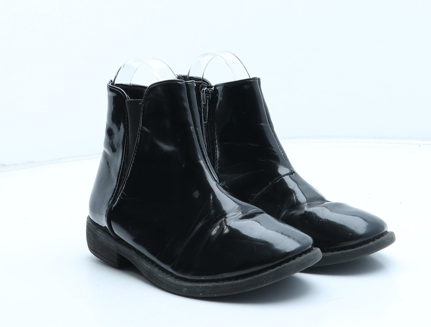 Preworn Girls Black Synthetic Chelsea Boot UK 2