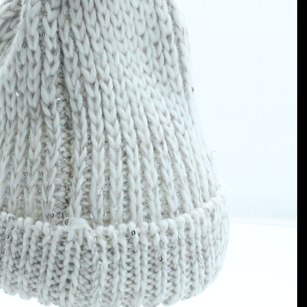 Preworn Womens Grey Polyester Bobble Hat One Size