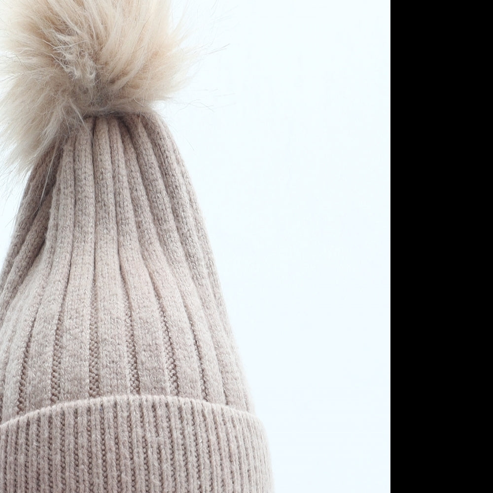 Primark Girls Pink Acrylic Bobble Hat Size S