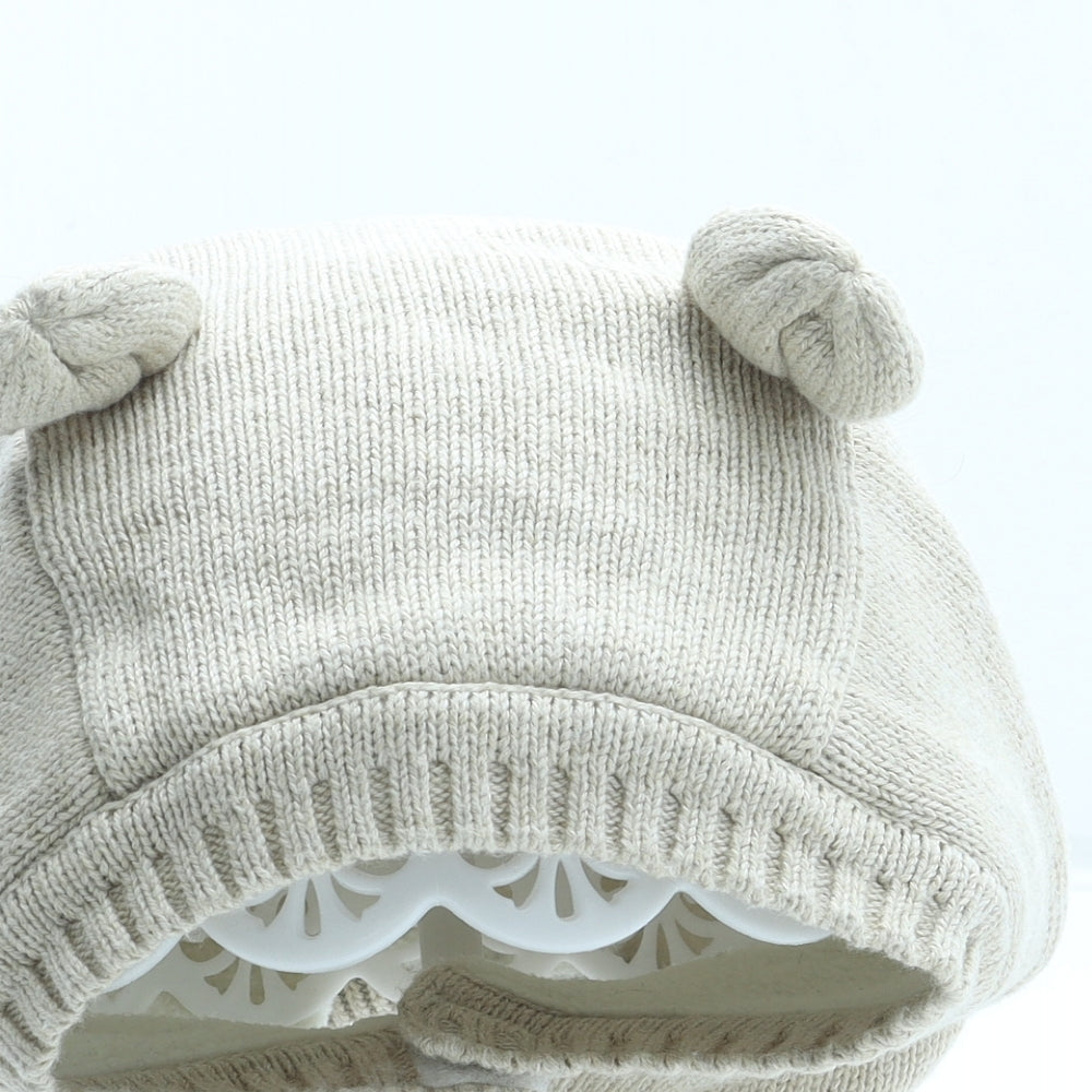 F&F Boys Beige Acrylic Balaclava Size S - Size 3-6 months