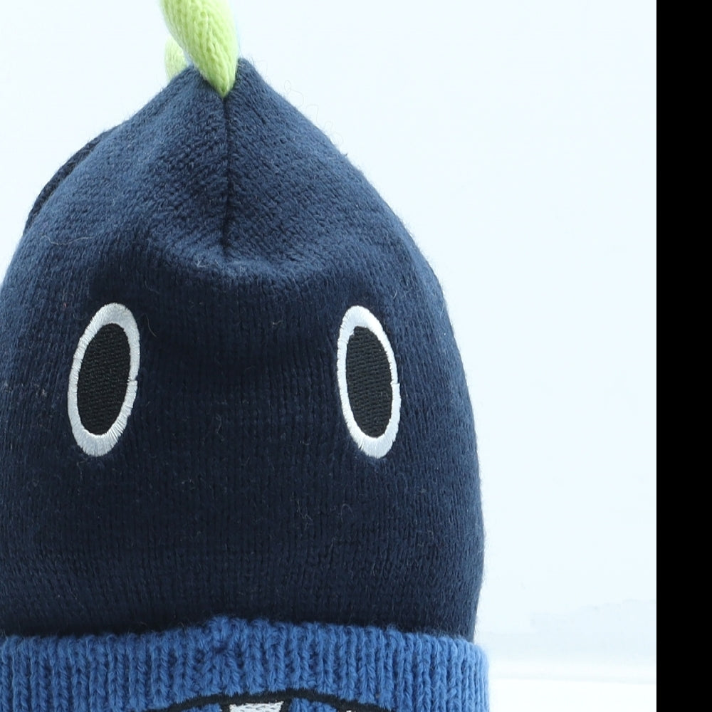 Primark Boys Blue Acrylic Winter Hat Size S - Shark