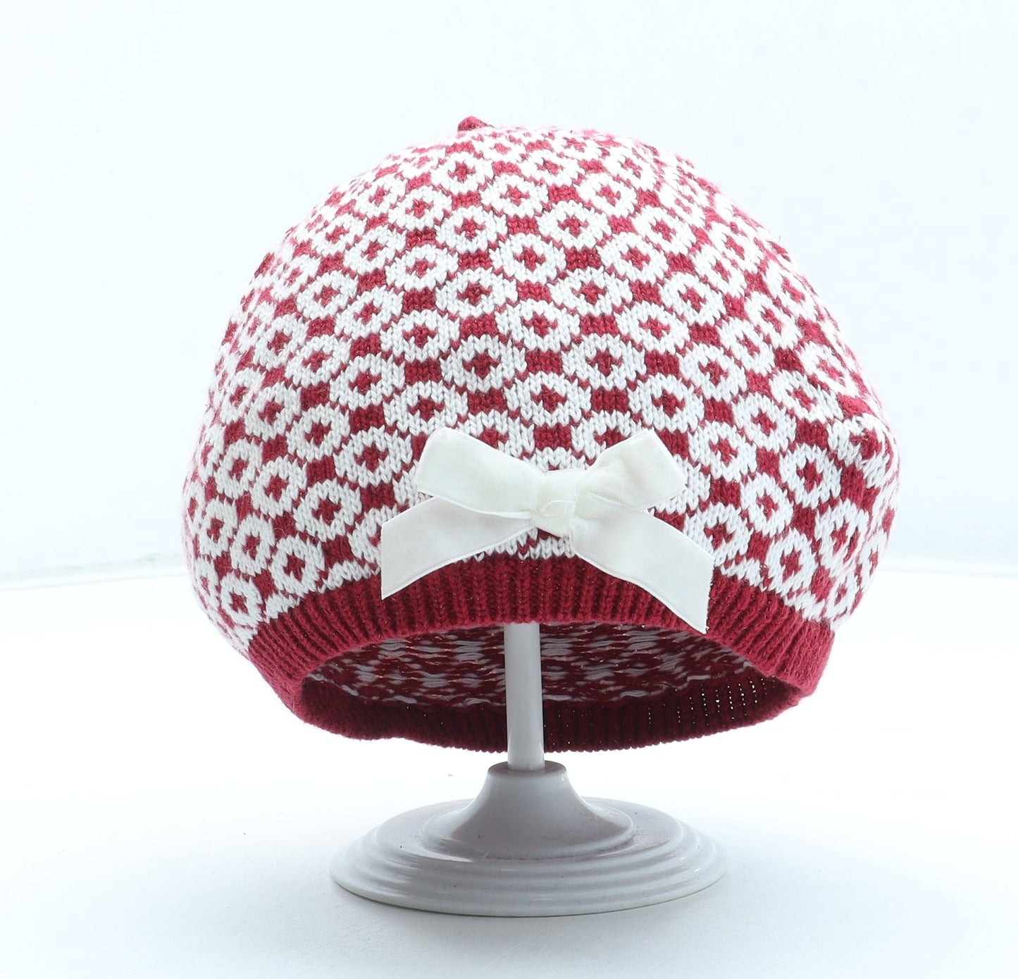 Preworn Girls Red Acrylic Winter Hat Size S