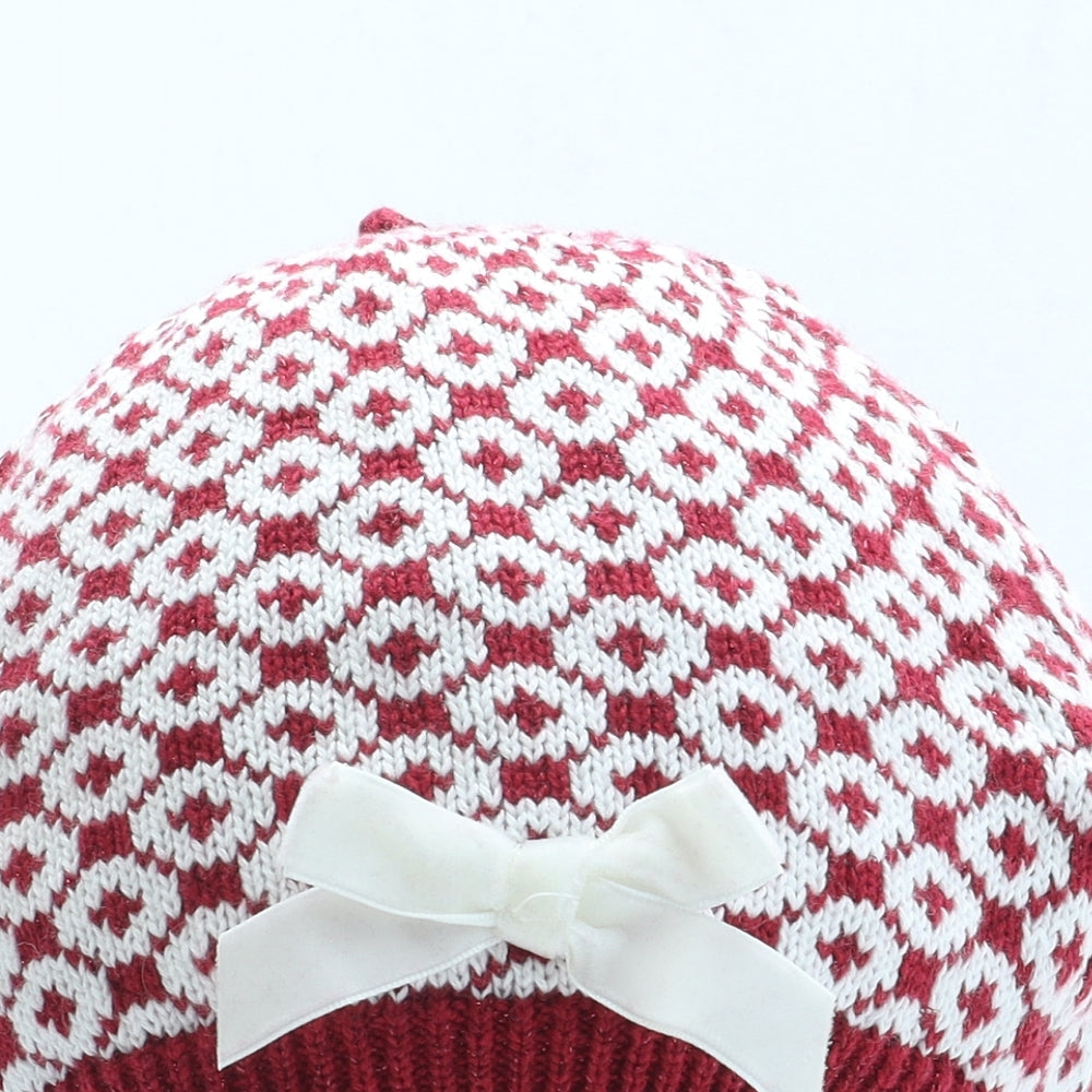 Preworn Girls Red Acrylic Winter Hat Size S