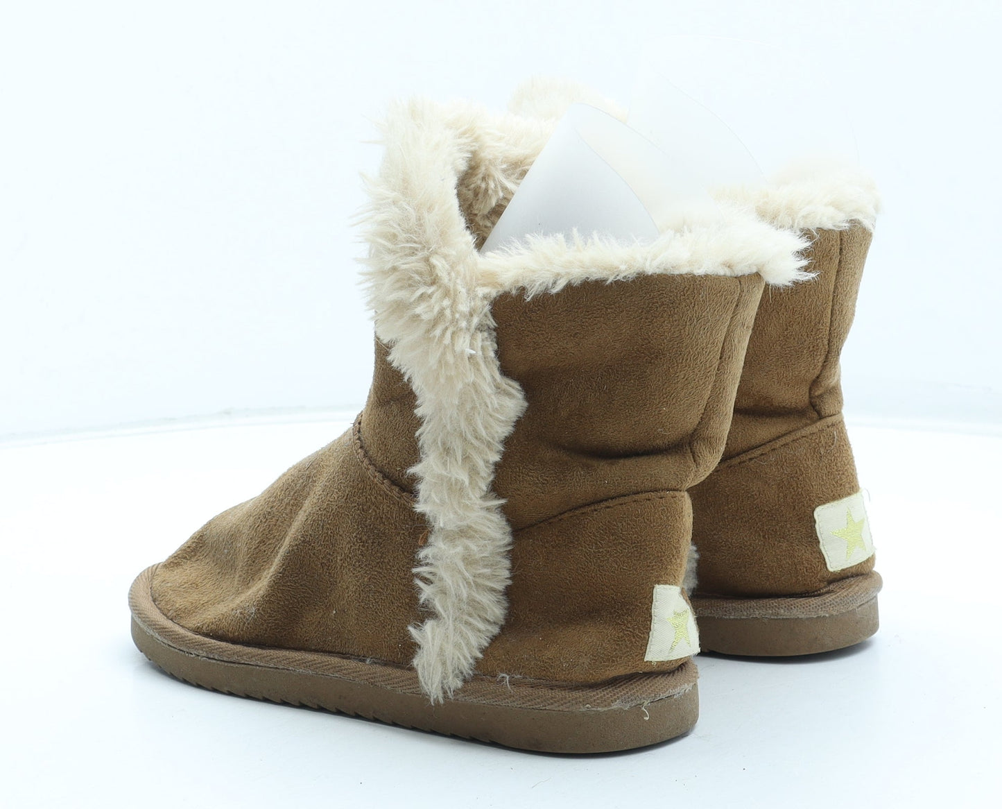 Preworn Girls Brown Polyester Shearling Style Boot UK 2 35