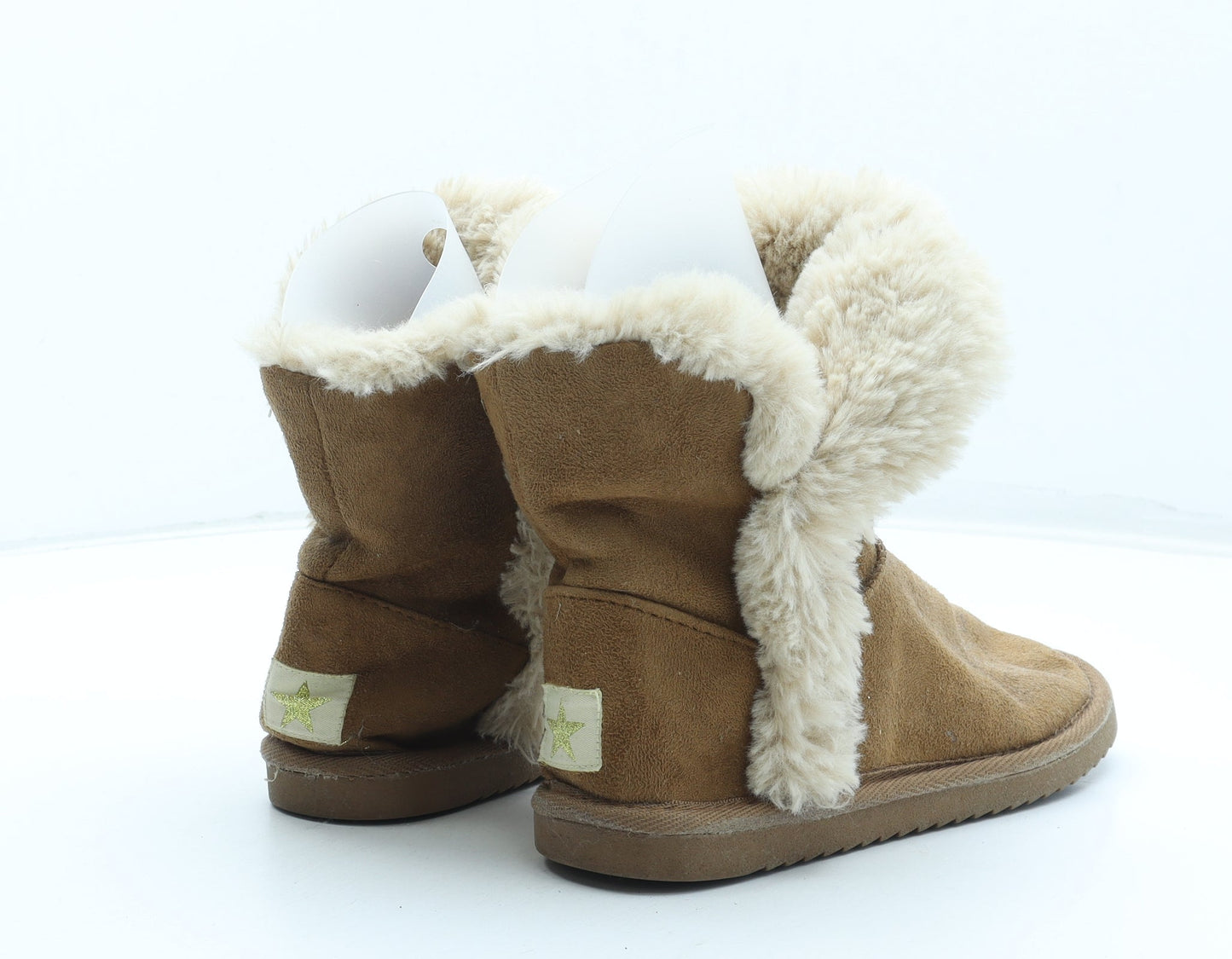 Preworn Girls Brown Polyester Shearling Style Boot UK 2 35