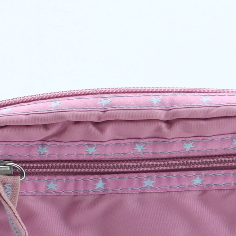 Preworn Girls Pink Geometric Polyester Crossbody Size Small Zip - Star Pattern