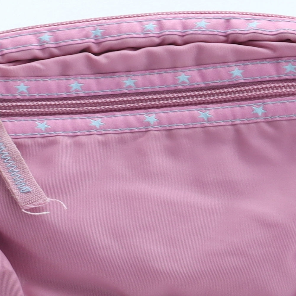 Preworn Girls Pink Geometric Polyester Crossbody Size Small Zip - Star Pattern