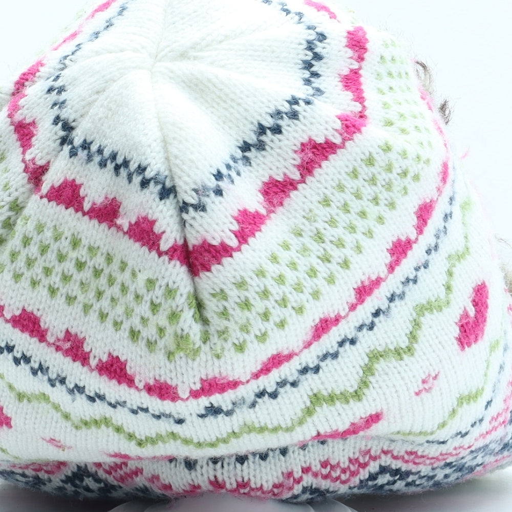 George Girls Multicoloured Fair Isle Acrylic Trapper Hat Size S - Size 8-12 years